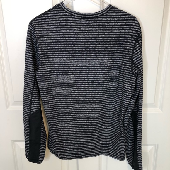 Lululemon Mens Medium Speed Long Sleeve Athletic Shirt Striped Rulu Gray Black - Picture 5 of 8